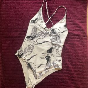Black and white one piece swim suit